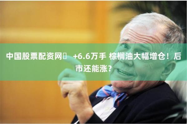 中国股票配资网	 +6.6万手 棕榈油大幅增仓！后市还能涨？